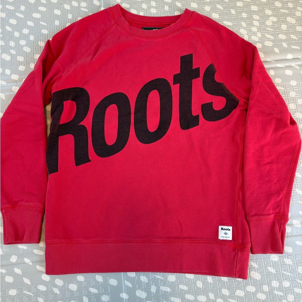 Women’s Roots Classic Logo Crew Neck Sweatshirt in Red